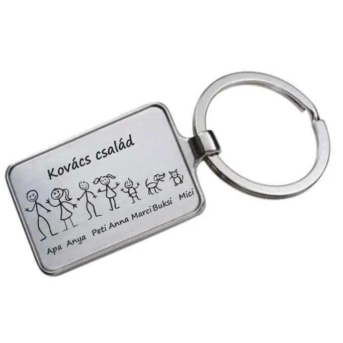 Gravírozott kulcstartó - Család egyedi nevekkel Gravírozott kulcstartó - Család egyedi nevekkel