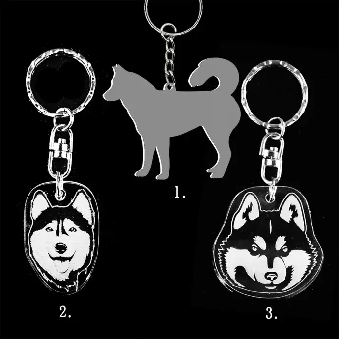 Plexi kulcstartó - Husky kutya alak