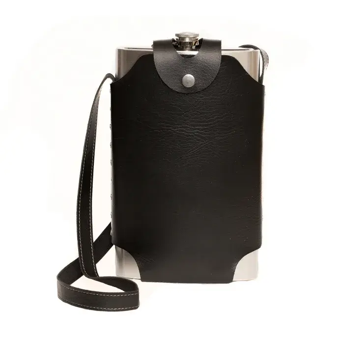 Óriás laposüveg fekete tokkal