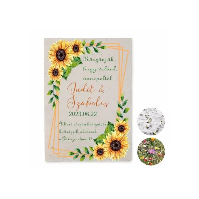 Esküvői köszönetajándék magpapírból - Napraforgó Esküvői köszönetajándék magpapírból - Napraforgó