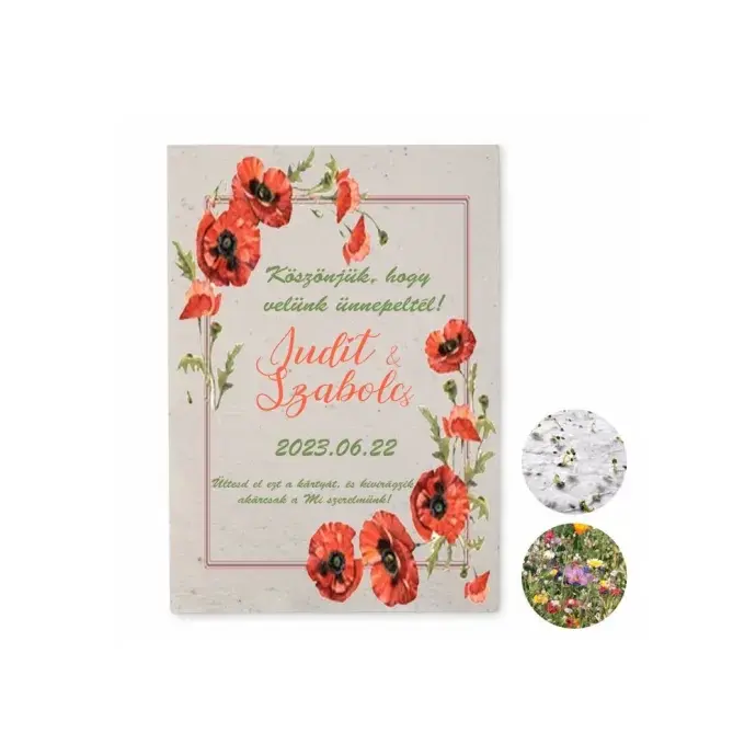 Esküvői köszönetajándék magpapírból - Pipacs Esküvői köszönetajándék magpapírból - Pipacs