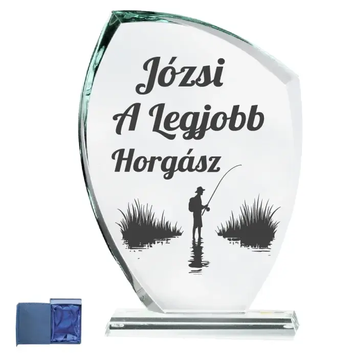 Legjobb horgász egyedi üveg díj