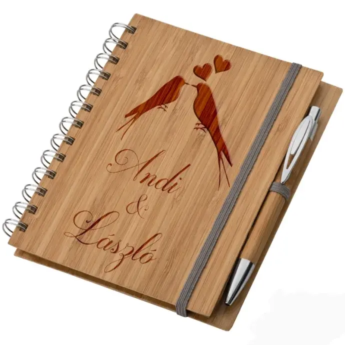 Bambusz füzet A5 + toll - Szerelmeseknek