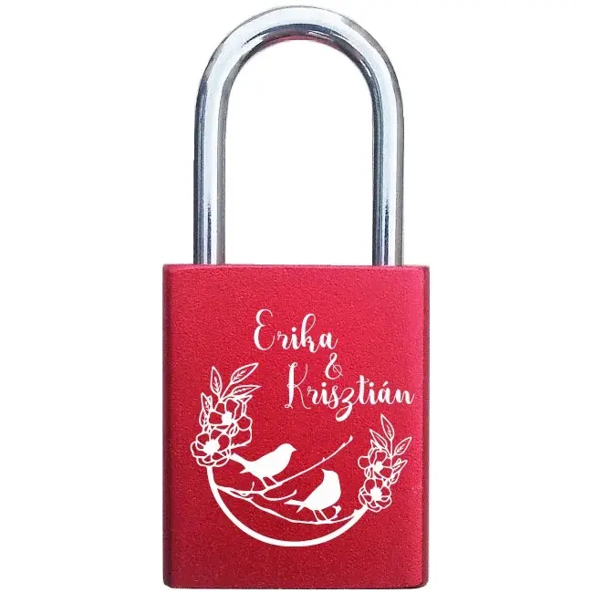 Piros szerelem lakat - Gerlepár - egyedi nevekkel