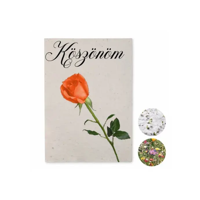 Üdvözlőlap magpapírból - Köszönöm
