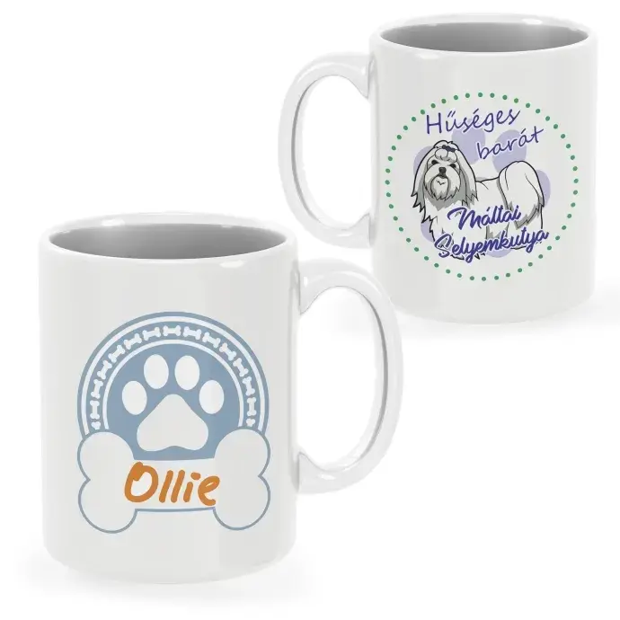 Máltai selyemkutya bögre egyedi névvel