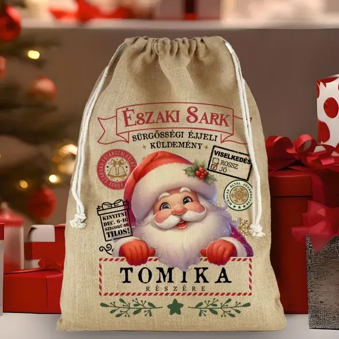 Mikulás zsák - Pamut vászon - Télapó Mikulás zsák - Pamut vászon - Télapó
