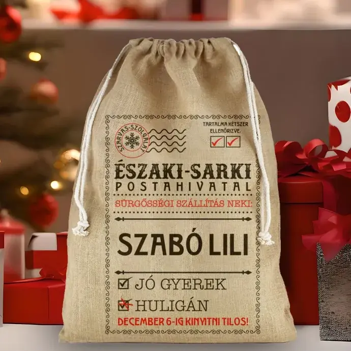 Mikulás zsák - Pamut vászon - Északi sarki Postahivatal Mikulás zsák - Pamut vászon - Északi sarki Postahivatal