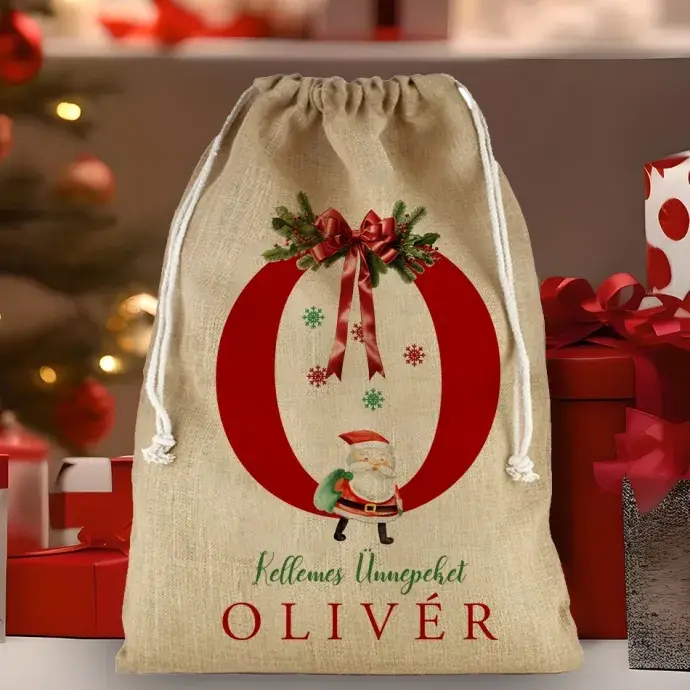 Mikulás zsák - Pamut vászon - Kellemes Ünnepeket Mikulás zsák - Pamut vászon - Kellemes Ünnepeket