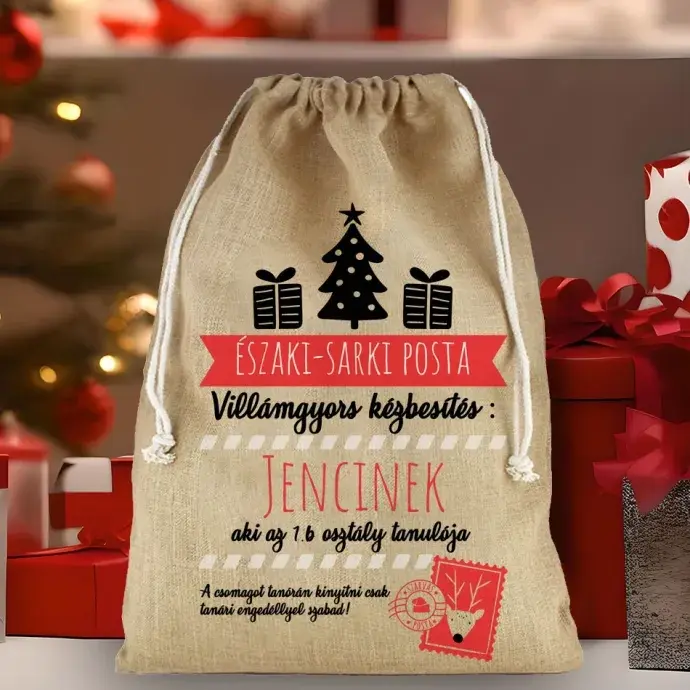 Mikulás zsák - Pamut vászon - Posta Mikulás zsák - Pamut vászon - Posta