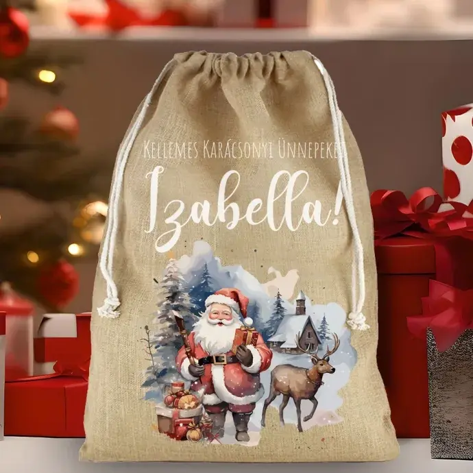 Mikulás zsák - Pamut vászon - Santa Claus Mikulás zsák - Pamut vászon - Santa Claus