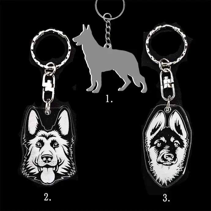 Plexi kulcstartó - Németjuhász kutya alak