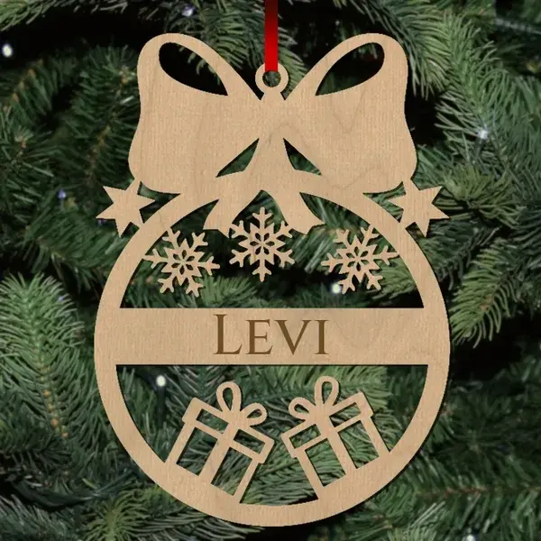 Fa karácsonyfadísz - Egyedi neves - Ajándék