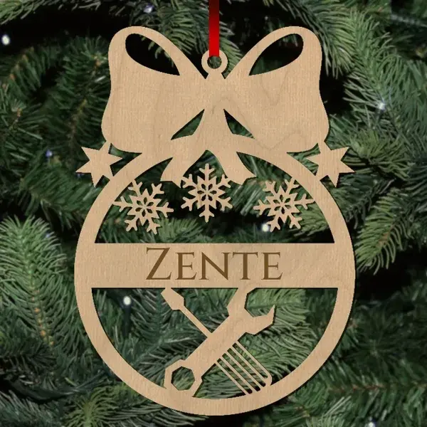 Fa karácsonyfadísz - Egyedi neves - Szerelő