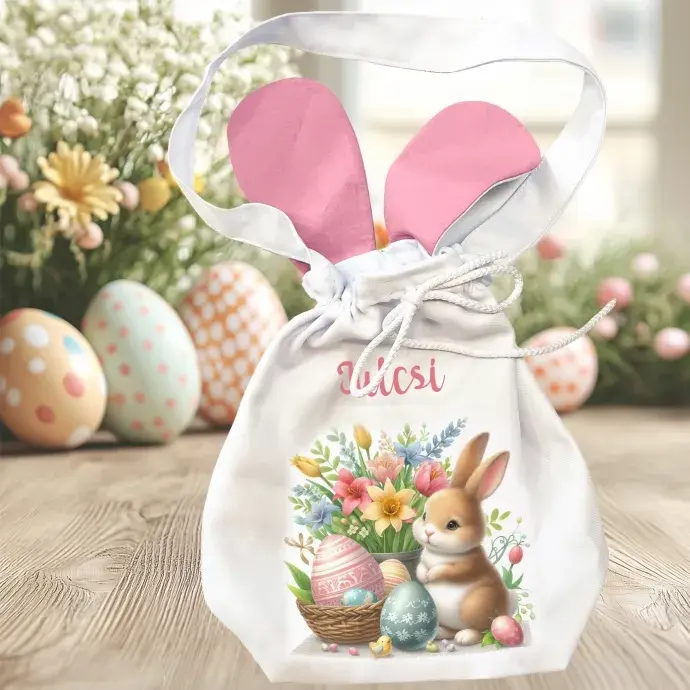 Húsvéti  nyuszifüles zsák - Nyuszi húsvéti dekorral Húsvéti  nyuszifüles zsák - Nyuszi húsvéti dekorral
