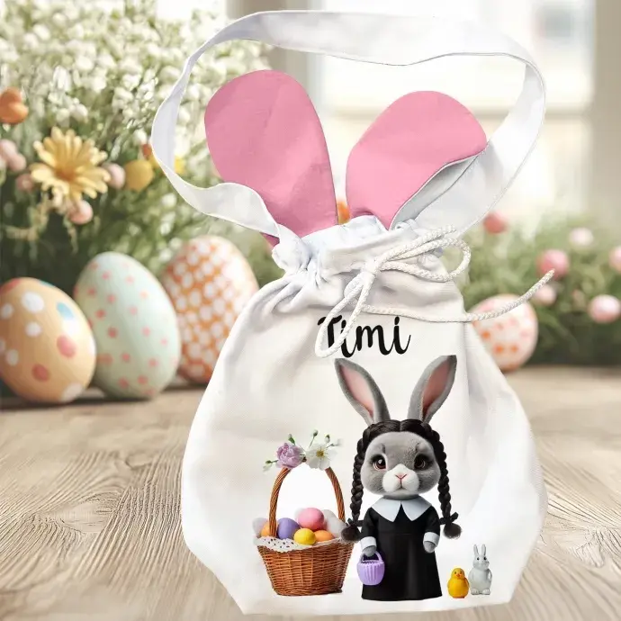 Húsvéti  nyuszifüles zsák - Fekete ruhás nyuszi Húsvéti  nyuszifüles zsák - Fekete ruhás nyuszi