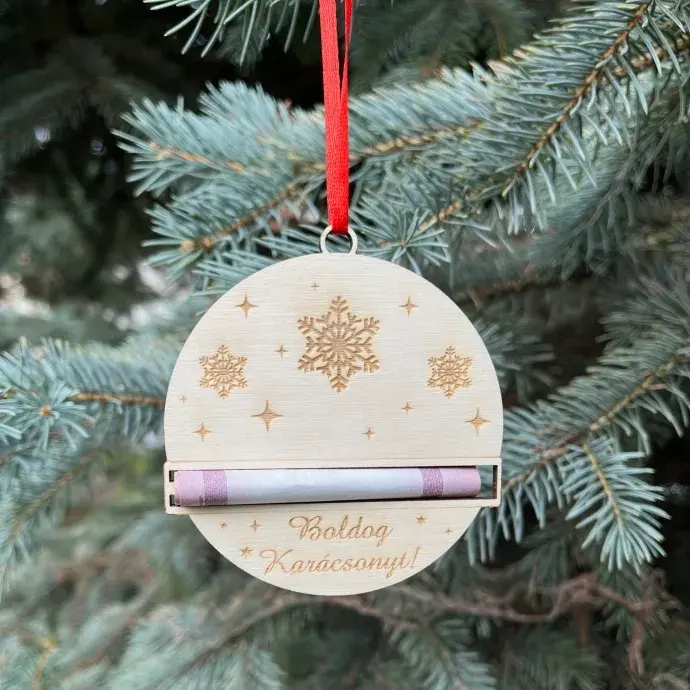 Pénztartós krécsonyfadísz - kör