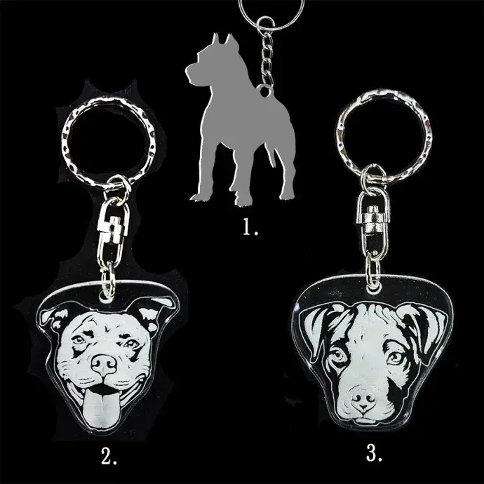 Plexi kulcstartó - Pitbull kutya alak