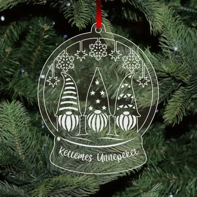 Plexi karácsonyfadísz - Karácsonyi manók