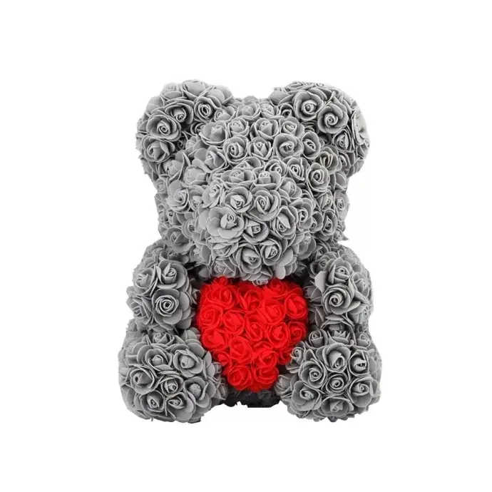 Rózsa maci - szürke piros szivvel 40cm - doboz nélkül Rózsa maci - szürke piros szivvel 40cm - doboz nélkül