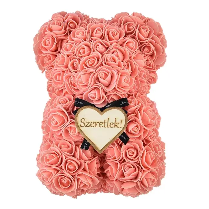 Rózsa maci - barack + Ajándék táblával