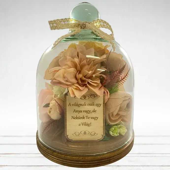 Selyemvirág üveg búrában - Halvány Barack Selyemvirág üveg búrában - Halvány Barack