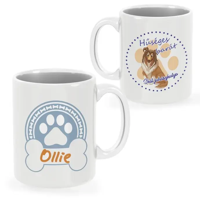 Skót Juhászkutya bögre egyedi névvel