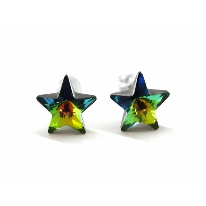 Swanis csillag bedugós fülbevaló - 6 mm - Emerald Glacier Blue