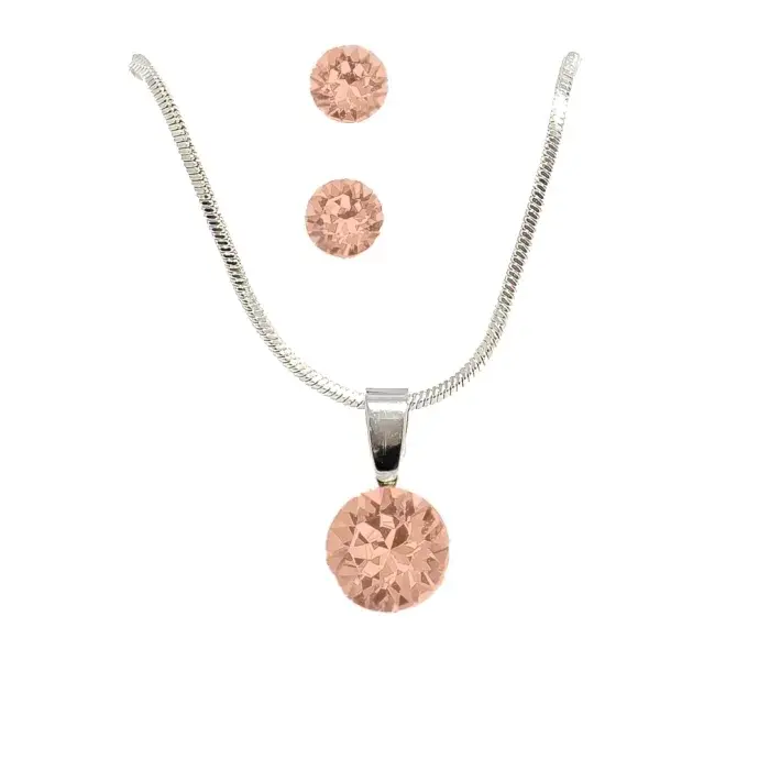 Swanis ékszerszett kör (10mm) medállal - lazac + AJÁNDÉK díszdoboz