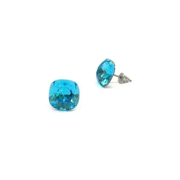 Swanis négyzetes párna fülbevaló - aquamarine - 8 mm