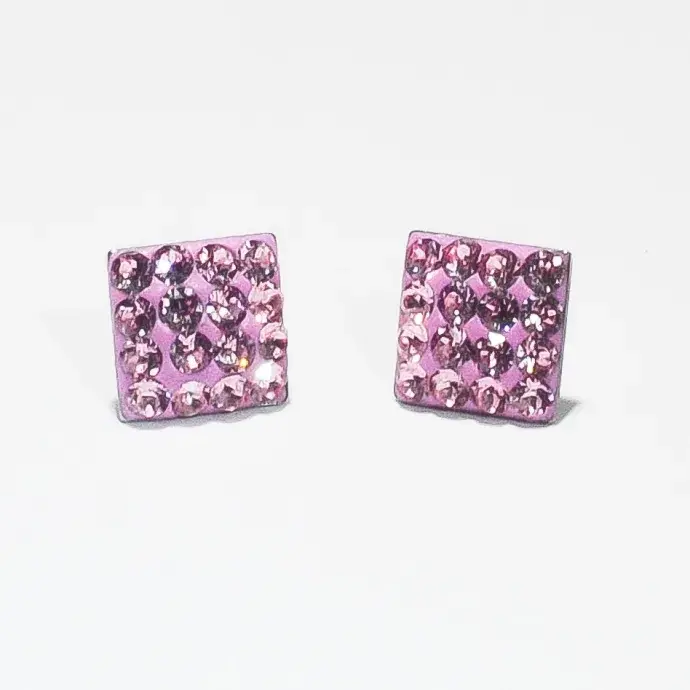 Swanis négyzet köves bedugós fülbevaló - rózsaszín Swanis négyzet köves bedugós fülbevaló - rózsaszín