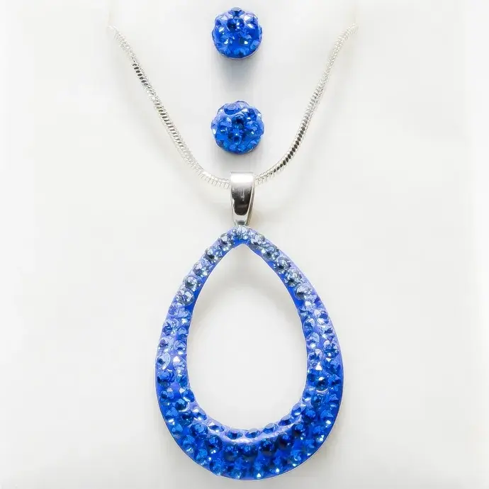 Swanis ovális medál, fülbevaló szett - kék kövekkel Swanis ovális medál, fülbevaló szett - kék kövekkel