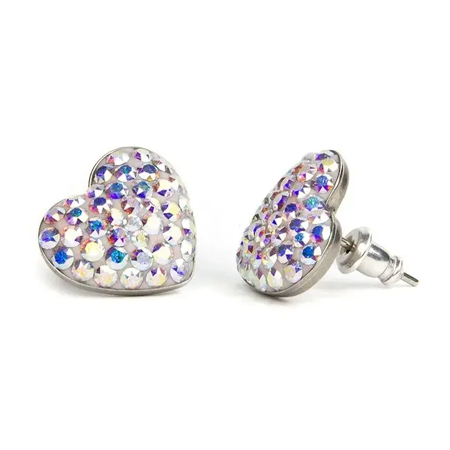 Swanis szív köves bedugós fülbevaló - víztiszta Swanis szív köves bedugós fülbevaló - víztiszta