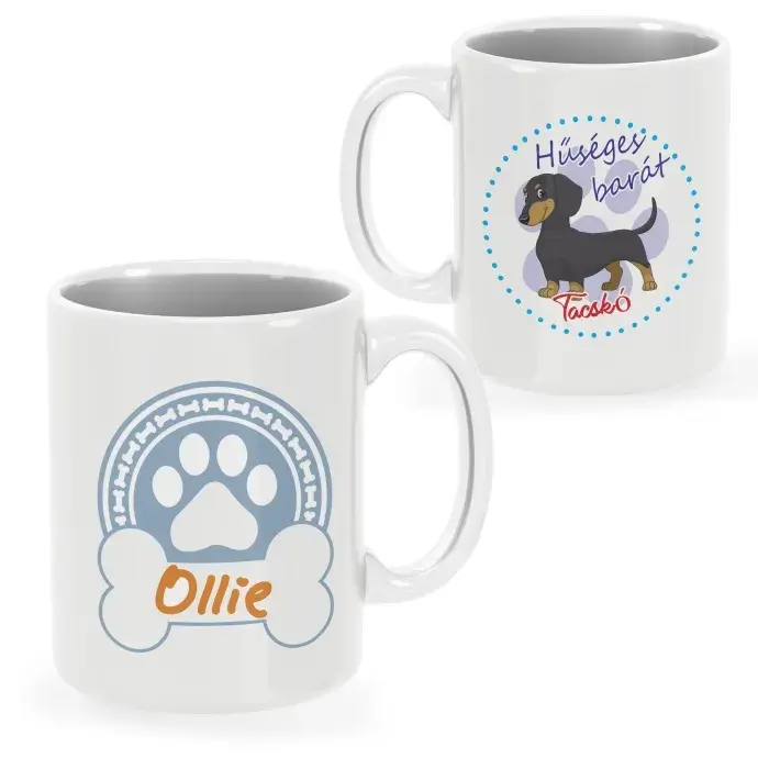 Tacskó bögre egyedi névvel