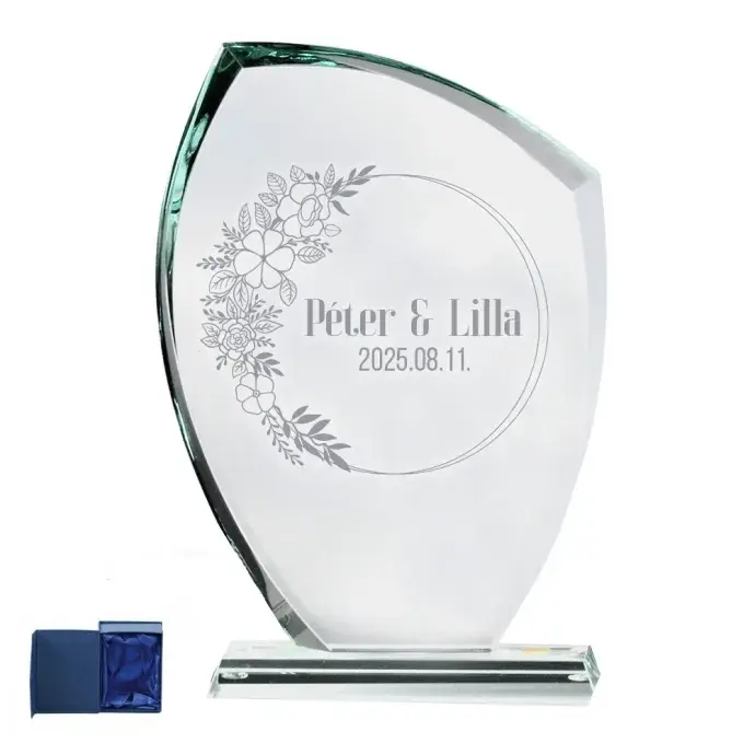 Üveg díj - Esküvőre egyedi névvel és dátummal Üveg díj - Esküvőre egyedi névvel és dátummal
