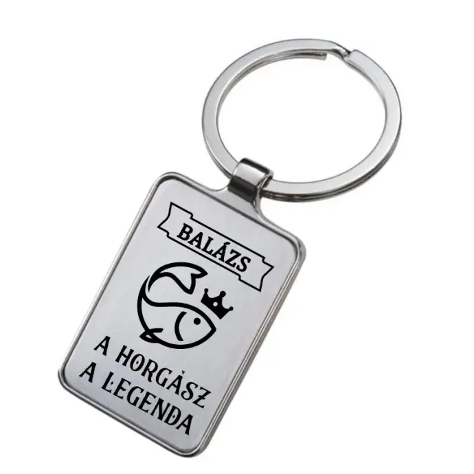 Gravírozott kulcstartó - Horgász legenda egyedi névvel