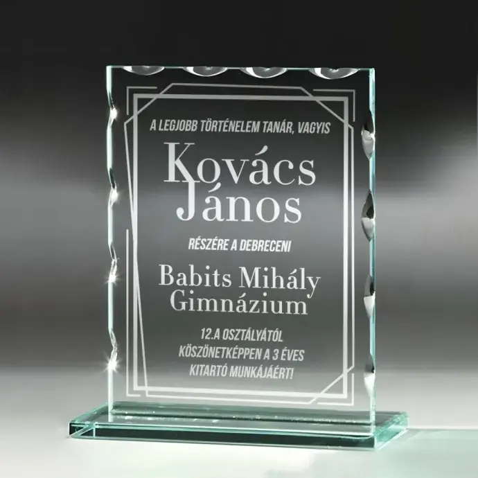 Üveg díj - A legjobb Tanárnak