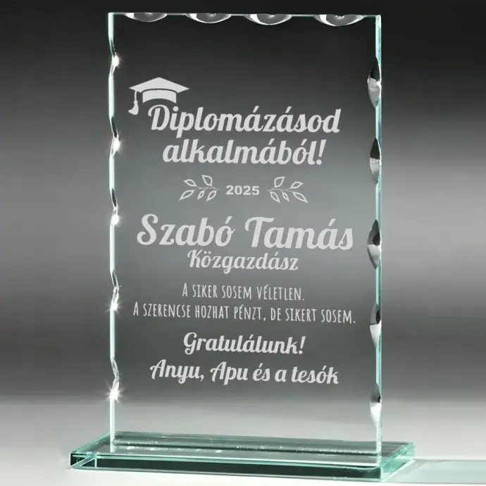 Üveg díj - Diplomaosztóra