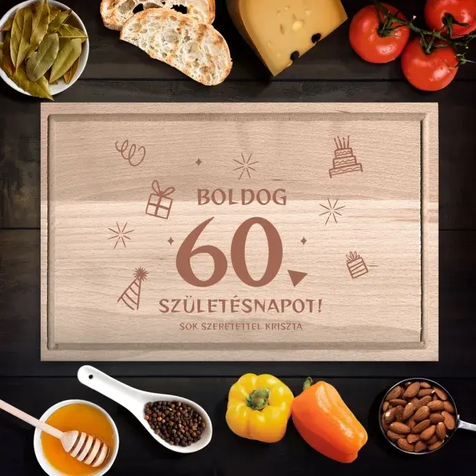 Boldog születésnapot no.8 vágódeszka - kicsi