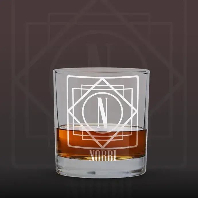 Whisky pohár egyedi névvel, monogrammal - négyzet Whisky pohár egyedi névvel, monogrammal - négyzet