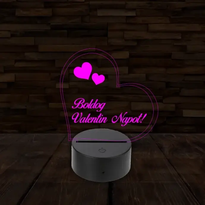 3D LED lámpa - Boldog Valentin napot 3D LED lámpa - Boldog Valentin napot