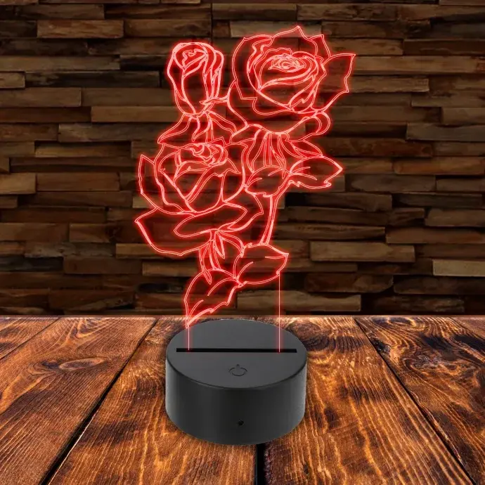 3D LED lámpa - Rózsák