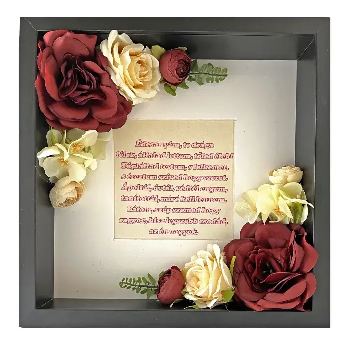 Selyemvirág fekete keretben - Rózi - egyedi fényképpel Selyemvirág fekete keretben - Rózi - egyedi fényképpel