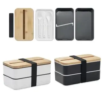 Dupla Uzsonnás doboz bambusz fedéllel