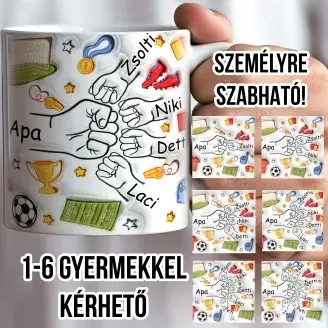 Névre szóló apás bögre Focis 3D hatással