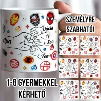 Névre szóló szuperhősös apás bögre 3D hatással