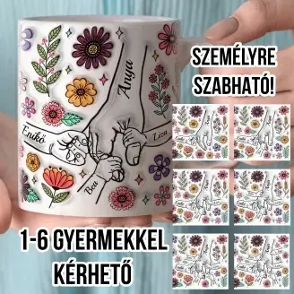 Névre szóló anyás bögre virágos 3D hatással
