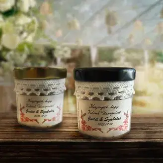 Esküvői köszönetajándék üvegfiola - vegyes virágokkal