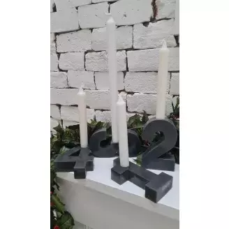 Beton adventi-koszorú-gyertyatartó-gyertyával