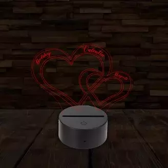 3D LED lámpa - Szívek Valentin napra